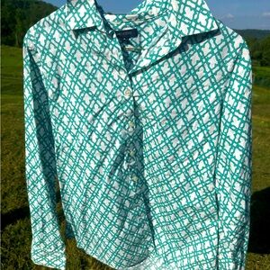 Green Patterned Button-Up Shirt